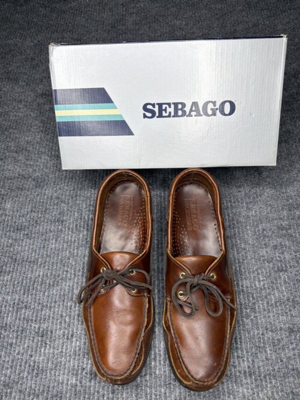 Sebago Docksides Schooner Men's 14 N Leather Boat Shoes Moc Toe Brown